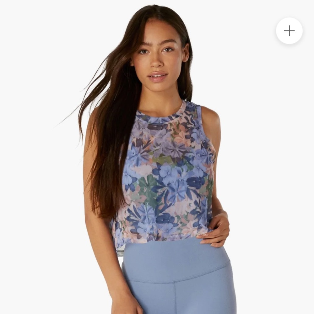 LAST CHANCE: Beyond Yoga Botanical Mesh Balanced Cropped Yoga Tank